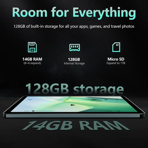Miniatura 2 de ANTEMPER Tablet Android de 10 pulgadas, tabletas celulares 4G, Octa-Core, 128 GB de almacenamiento + 14 GB de RAM/1 TB expandible, WiFi 5G, batería