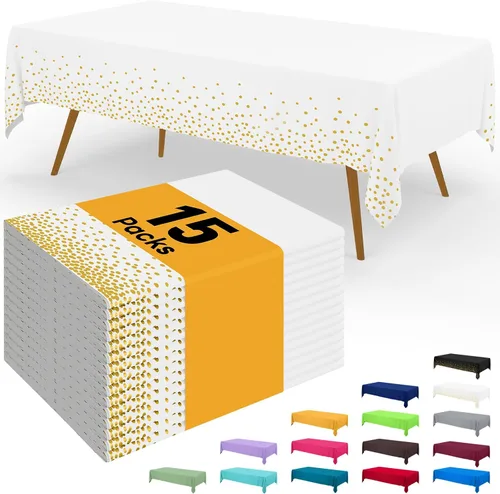 Miniatura 86 de Smiry - Juego de 6 manteles desechables, 54 x 78 pulgadas, manteles impermeables rectangulares para fiestas, cubierta de mesa de plástico