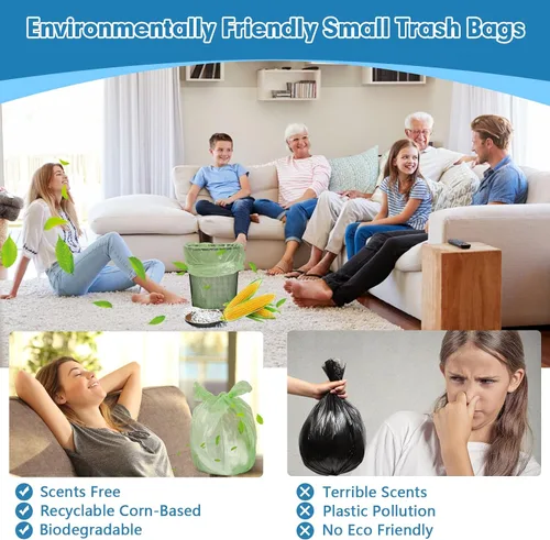 Miniatura 6 de 110 bolsas de basura pequeñas biodegradables, extragruesas y fuertes, bolsas de basura pequeñas sin perfume, bolsas de basura pequeñas sin perfume
