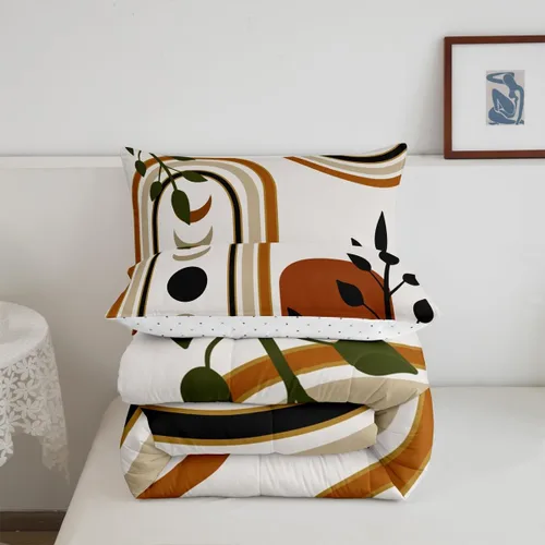 Miniatura 8 de Juego de edredón bohemio para niños, tamaño individual, juego de ropa de cama geométrica de hojas de sol, luna y plantas, decoración de habitación