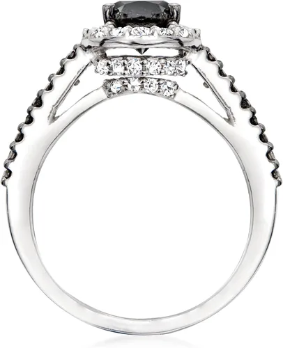 Miniatura 4 de Ross-Simons 150 ct tw Black and White Diamond Halo Ring in Sterling Silver
