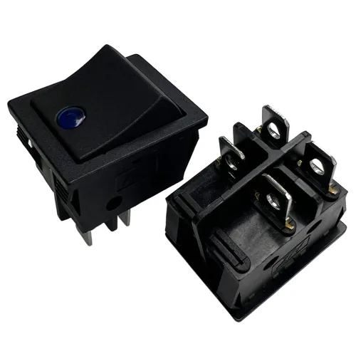 Miniatura 29 de Interruptor basculante DPST On-Off Unilluminated Negro 4 Pin 1.220x0.984 in Rectangular Snap-in Interruptor de alimentación de palanca