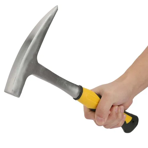 Miniatura 2 de Martillo de ladrillo de doble cabeza con mango de goma para estudio geológico y minería de caza de rocas (L(9.2 x 11.6 pulgadas)