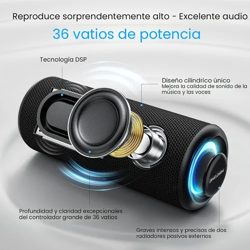 Miniatura 2 de MIATONE Altavoces Bluetooth 36W TWS Altavoz portátil con sonido estéreo graves, Bluetooth 5.3 inalámbrico USB tipo C al aire libre, 5000mAh 24H