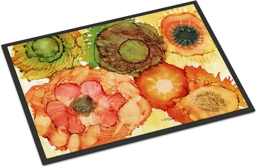 Caroline's Treasures 8970MAT - Tapete de bienvenida abstracto con flores y flores, para interiores o exteriores, tapete de bienvenida de 18 x 27