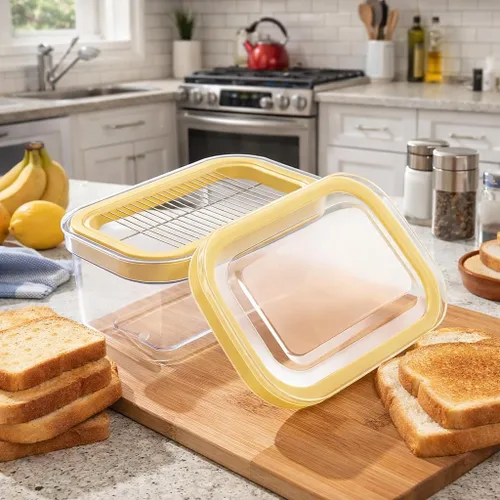 Miniatura 9 de UNIVIVO Cortador de mantequilla hermético, estuche de almacenamiento de mantequilla en barra con tapa para refrigerador (hermético, mediano 280g)