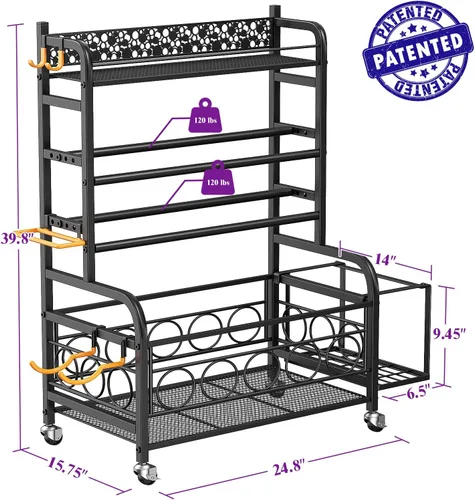 Miniatura 7 de VOPEAK - Estante de pesas ajustable para gimnasio en casa, estante de almacenamiento para esterilla de yoga, pesas rusas y equipo de entrenamiento