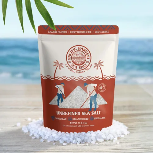 Miniatura 6 de Pacific Harvest Sea Salt Sal marina natural de grano grueso Cosechada a mano en Colima México Sin refinar, sin aditivos 833 porciones 2.2