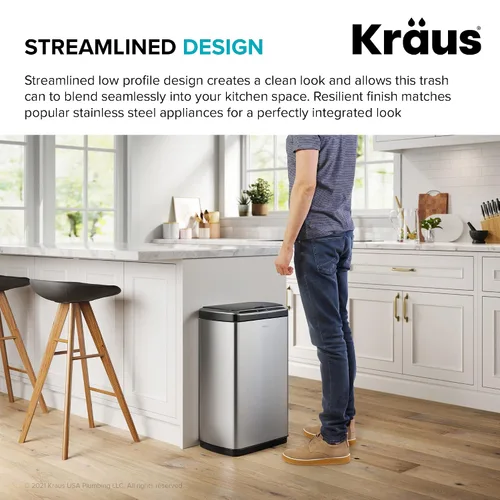 Miniatura 8 de Kraus GarbagePro Bote de basura rectangular de 13 galones manos libres con sensor de movimiento operado por batería en acabado negro mate con tapa