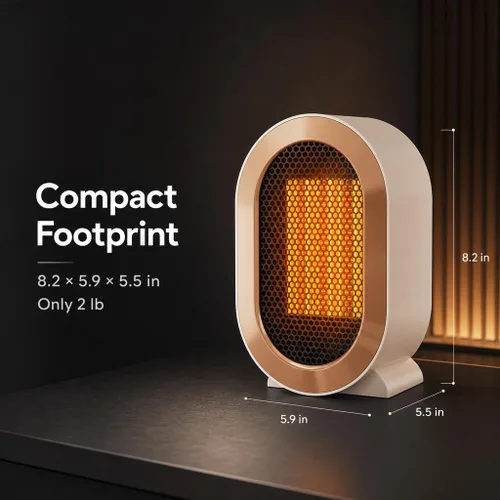 Miniatura 4 de Calentador eléctrico portátil para interiores, calentador de escritorio personal de 1200 W, calefacción silenciosa rápida de cerámica con termostato