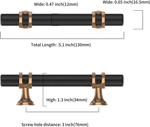 Miniatura 3 de Asidrama - Paquete de 10 manijas para gabinete de cocina de 3 pulgadas (76mm) de color negro mate y bronce champán, tiradores para gabinete