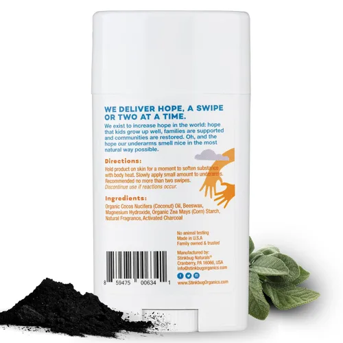 Miniatura 2 de Stinkbug Naturals - Desodorante orgánico sin aluminio con salvia ámbar, aceite de coco y carbón activado, sin parabenos, desodorante para piel