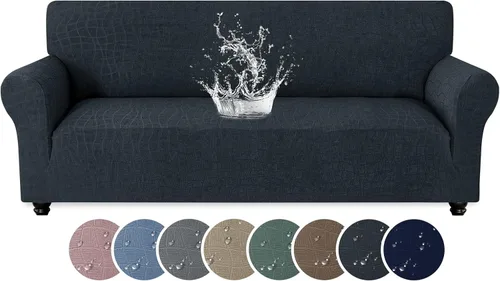 Miniatura 21 de MAXIJIN Funda impermeable para sillón de sala de estar, 1 pieza elástica con brazos, protector de muebles lavable para perros y mascotas (S, café)