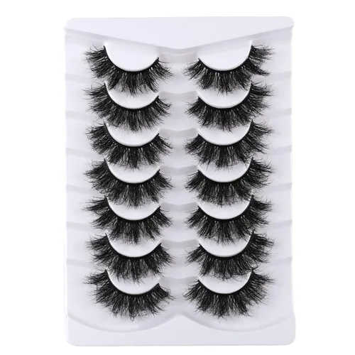 Miniatura 8 de Mebver Pestañas Pestañas postizas 8D Esponjosas Pestañas postizas Wispy de Visón Sintético Ligeras Pestañas postizas de Ojo de Gato Paquete de 7