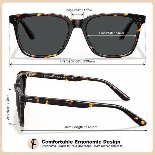 Miniatura 4 de Carfia Chic - Lentes de sol polarizados para mujer, protección UV400, marco de acetato pulido a mano