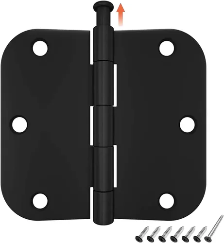HOSOM Paquete de 36 bisagras de puerta color negro mate de 3.5 x 3.5 pulgadas, bisagras interiores de puerta de 3 1/2 pulgadas redondeadas con Negro