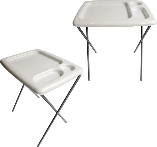 Miniatura 14 de Bandeja/mesa plegable de TV (juego de 2), color negro, 17 x 22 x 26 pulgadas, bandejas portátiles para interiores y exteriores con espacio