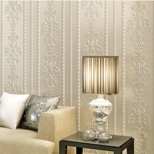 Miniatura 2 de Q QIHANG Papel tapiz moderno y sencillo de damasco en relieve 3D de rayas europeas no tejido para dormitorio, sala de estar, fondo de TV, 20.87