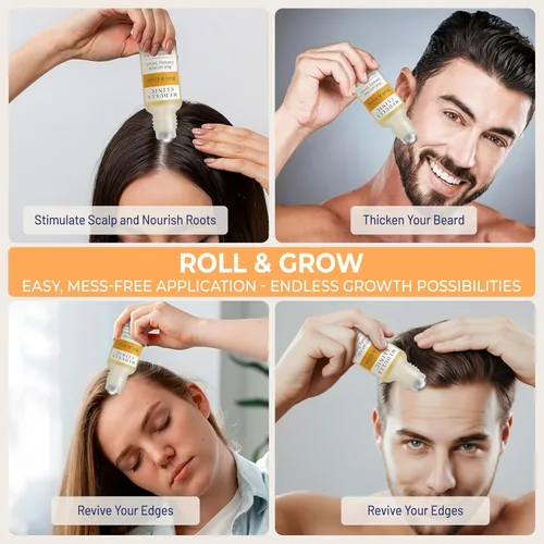 Miniatura 3 de Suero Roll-On para el crecimiento del cabello – 5% romero, 3% proteína y 2% cafeína – Aceite de batana y biotina para el cuero cabelludo