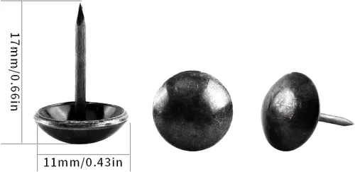 Miniatura 6 de BetterJonny - 500 tachuelas de tapicería decorativas para muebles, 0.669 x 0.433 in, tachuelas de metal negro para el pulgar para muebles tapizados