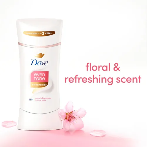 Miniatura 11 de Dove Even Tone - Desodorante antitranspirante en barra con flor de durazno y leche de arroz, 3 unidades, 2.6 onzas