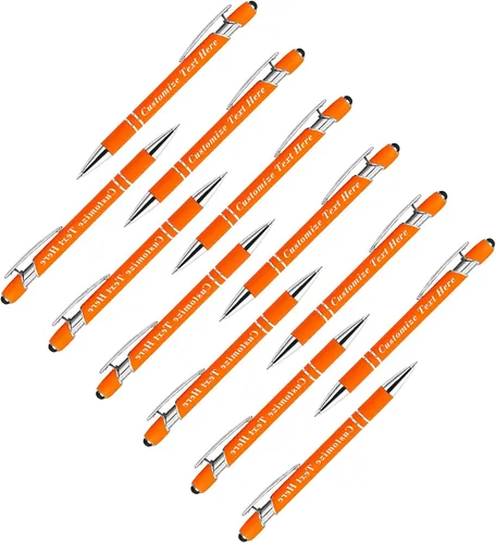 Miniatura 129 de Bolígrafos personalizados a granel con punta de lápiz capacitivo, 12 bolígrafos personalizados con logotipo de mensaje con nombre, bolígrafos