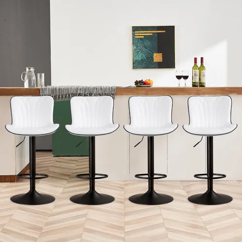 Miniatura 22 de YOUNIKE Juego de 2 taburetes de bar marrones modernos giratorios de altura de mostrador con respaldo alto ajustable para cocina, taburetes de bar