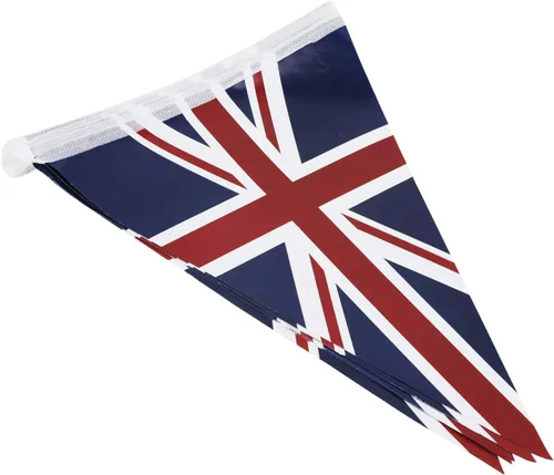 Miniatura 5 de Union Jack Banderines de papel de 8.2 ft/8.2 pies de largo con 10 banderas triangulares banderines británicos decoración de fiesta británico Reino