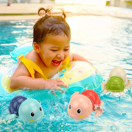 Miniatura 3 de Juguetes de baño para niños de 1 a 3 años de edad, regalos para niños, juguetes de tortuga nadadora para el baño, juguetes flotantes y de cuerda