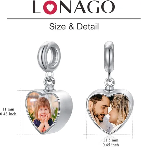 Miniatura 6 de Abalorio personalizado de urna de cremación con diseño de corazón para cenizas, plata de ley 925, 2 imágenes, cuentas para pulsera de serpiente