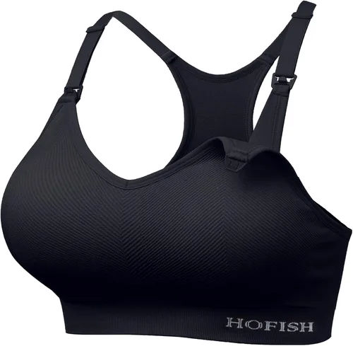 HOFISH Sujetadores de lactancia de soporte para lactancia materna de impacto medio para maternidad y lactancia, brasier deportivo sin costuras con