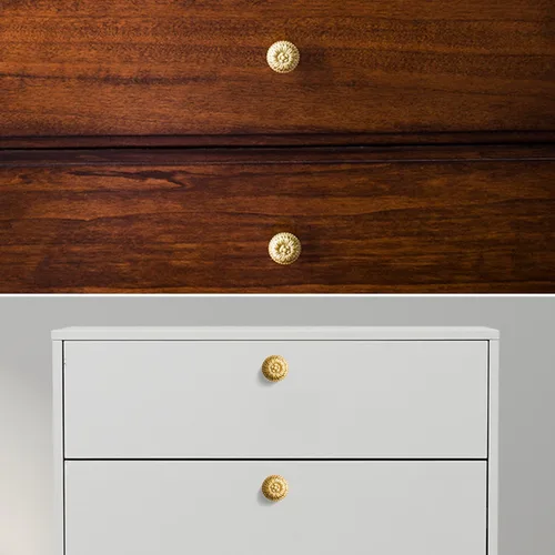 Miniatura 4 de 4 pomos de latón vintage para gabinete, pomos dorados para cajones de tocador, cocina, armario de baño, manijas redondas para perillas de hardware
