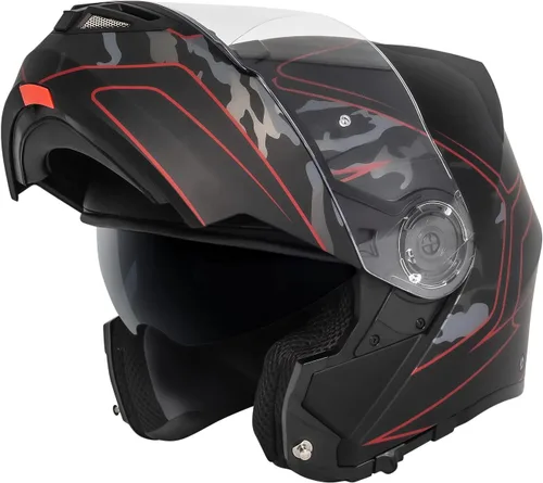 Miniatura 8 de VCAN VX28 Casco modular de motocicleta abatible de cara completa, aprobado por DOT, almohadilla Coolmax para mejillas y listo para OTG