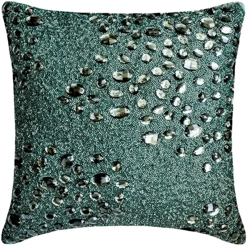 Miniatura 40 de The HomeCentric Fundas de almohada decorativas con bordes de 12 x 12 pulgadas Funda de cojín de seda de arte moderno Fundas de almohada verdes