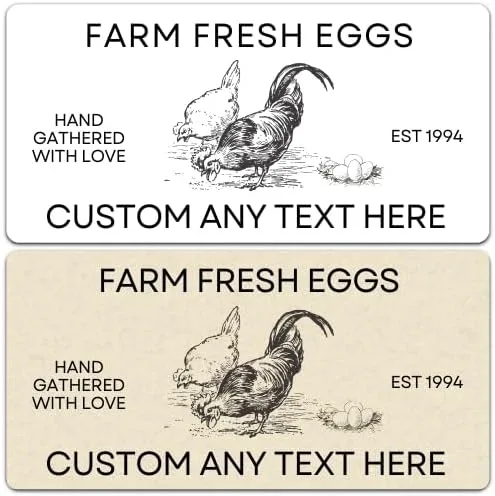 Calcomanías personalizadas para cartón de huevos, etiquetas personalizadas de cartón de huevos frescos de granja, papel kraft de vinilo y