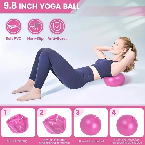 Miniatura 5 de Kit de pilates para entrenamientos en casa - Juego de equipo esencial de pilates para mujeres con pelota y anillo, accesorios de pilates
