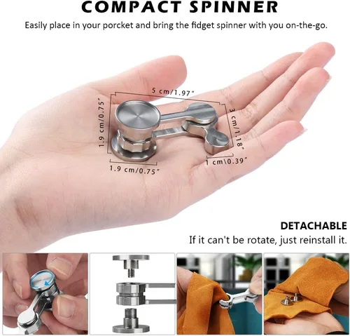 Miniatura 4 de Fidget Spinner, juguete ultra duradero de metal inoxidable para enfocar, juguete giratorio sensorial para aliviar el estrés, aburrimiento y matar