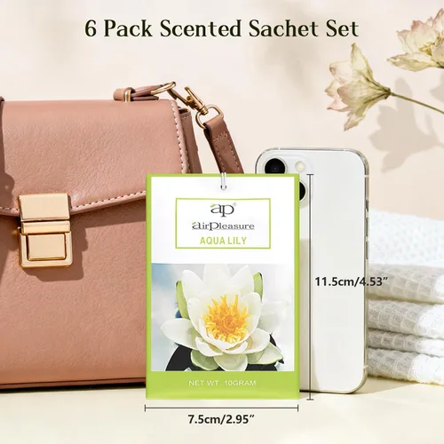 Miniatura 2 de Aqua Lily - Bolsa perfumada de 6 sobres para cajones y armarios, bolsas de larga duración, ambientador de armario, desodorante de cajones, aromas