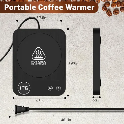 Miniatura 6 de Calentador de taza, calentador de café eléctrico con 3 ajustes de temperatura, calentador de taza de café de apagado automático de 2 a 12 horas