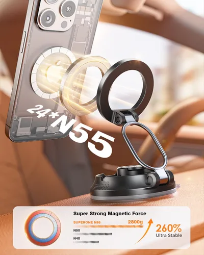 Miniatura 2 de SUPERONE Soporte de teléfono de coche para Magsafe [78 libras de succión más fuerte y 2800 gf magnético] Soporte magnético ajustable de 360°