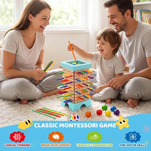 Miniatura 2 de Montessori Game Board Game, Multiplayer for Kids 4-8, Math Educational, Fine Motor Skill Toy for Girls Boys, Classic Fun Games for Age 3 4 5 6 7 8