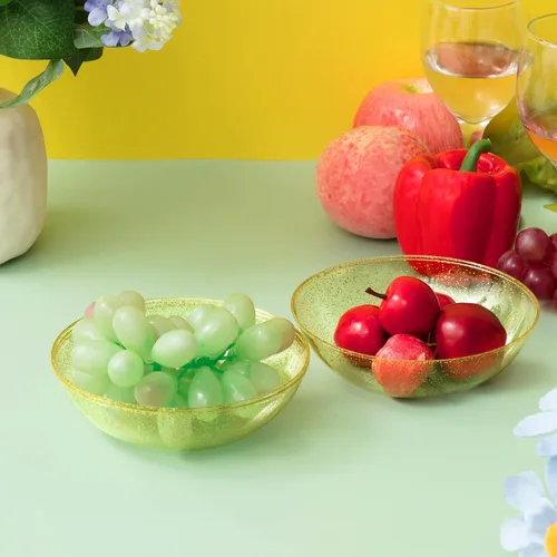 Miniatura 3 de Gerrii Paquete de 100 cuencos de plástico con purpurina dorada de 14 onzas, cuencos desechables para ensaladas, recipientes de sopa de postres