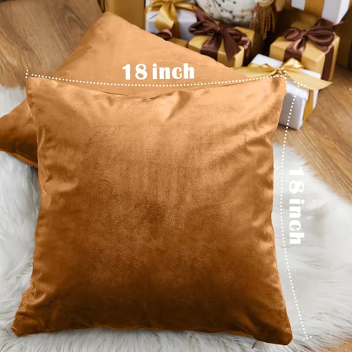 Miniatura 2 de Lazzzy Fundas de almohada de terciopelo marrón de 18 x 18 pulgadas, fundas de almohada decorativas para sofá, cama, sofá, silla, funda de cojín