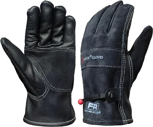 Miniatura 12 de Guantes de trabajo de cuero de vaca para hombres, resistentes para jardinería, patio, paisajismo, soldadura, mecánica, construcción, campamento