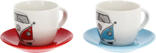 BRISA VW Collection - Juego de tazas de café expreso Volkswagen para café, té y capuchino, diseño de autocaravana T1 (frente de autobús/3.4 fl oz)