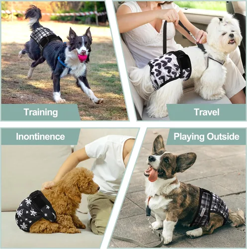 Miniatura 40 de Pañales lavables para perros, para hembras caninas, reutilizables, para periodo de celo, altamente absorbentes, para incontinencia, con broches
