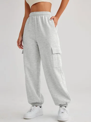 Miniatura 2 de AUTOMET Pantalones deportivos tipo cargo para mujer, de gran tamaño, de forro polar, trajes de moda de otoño, ropa Y2K 2023 con bolsillos