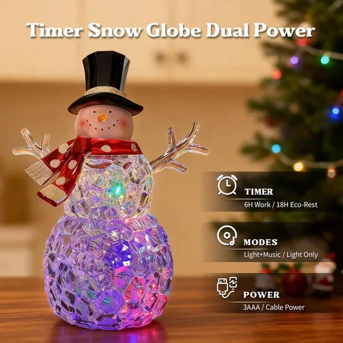 Miniatura 2 de Adornos de muñeco de nieve de Navidad, globos de nieve de Navidad, muñecos de nieve con música LED, decoración de muñeco de nieve de 9 pulgadas