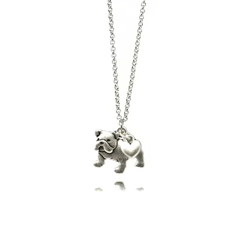 Miniatura 6 de English Bulldog Charm Necklace Bull Dog Pet Lover Gift Silver Metal with Heart Pendant on a Chain Ladies I Love Dawgs Short Hair