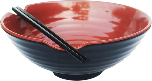 Miniatura 8 de Juego de 4 cuencos de ramen XL. 12 piezas Pho Bowls. Sopa japonesa asiática. Utensilio: cucharas y palillos. Melamina, grande 52 oz. Fideos, arroz